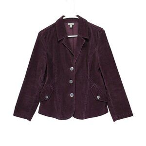 J.Jill Size SP‎ Corduroy Blazer Jacket Purple 3 Buttons Pockets Cotton Spandex